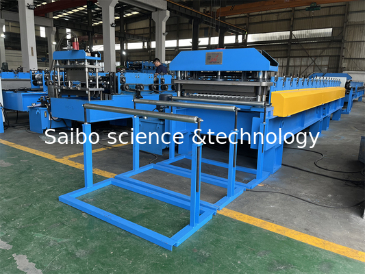 5T Manual Decoiler Roofing Wall Panel Roll Forming Machine With Hydraulic Post Cutting