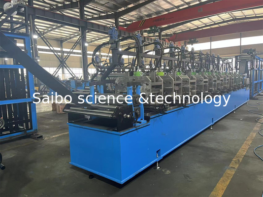 High Efficiency Solar Hat Roll Forming Machine With 10 Stations In Line Punching Machine