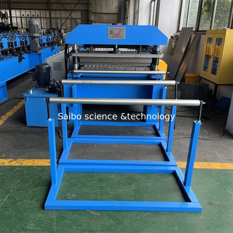 5T Manual Decoiler Roofing Wall Panel Roll Forming Machine With Hydraulic Post Cutting